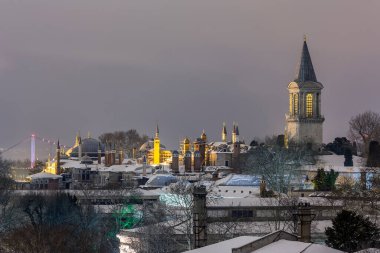 Istanbul, Turkey-January 27, 2019: view of the city and Topkapi Palace in winter