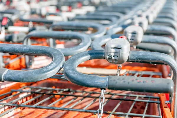 close up of a lot of shopping carts, textured background