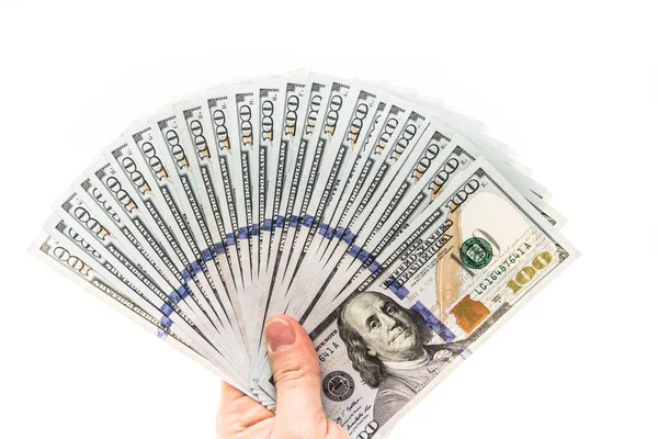 El Tutma Doları Faturaları. Dolar - Dolar beyaz arkaplanda izole.