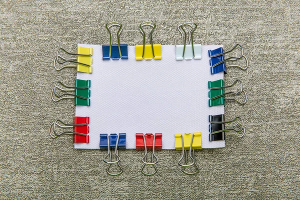 Close-up view of colorful paper clips