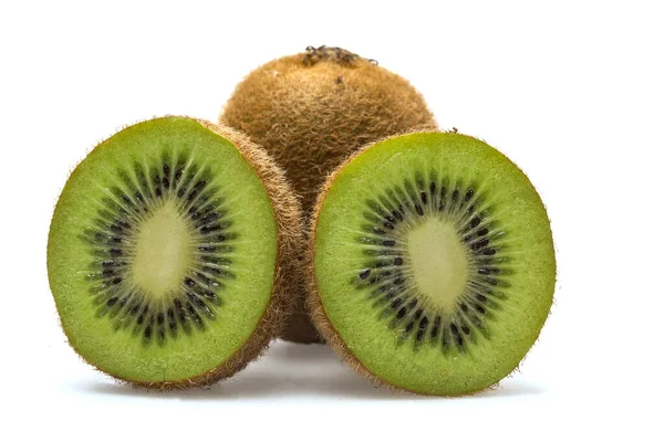 Comida Saludable Fruta Tropical Kiwi Entero Cortado Rodajas Fruto Kiwi — Foto de Stock