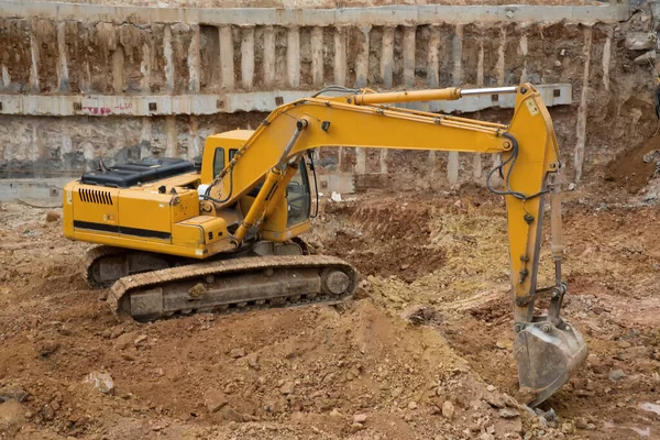 Excavadora Que Trabaja Sitio Construcción —  Fotos de Stock