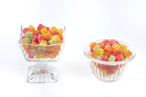 Assorted Jelly Candies Glass Bowl Different Colors — Stockfoto