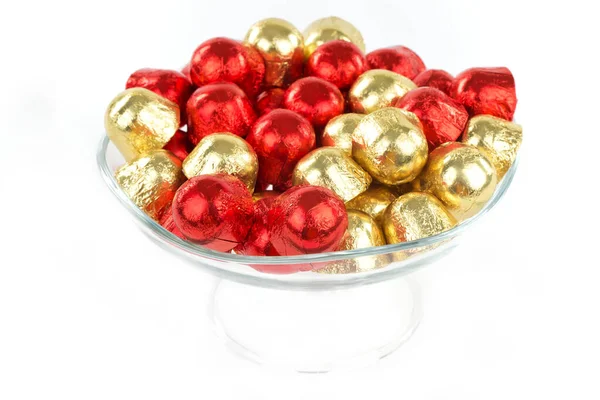 Red White Christmas Balls Background Wooden Box — Stock Photo, Image