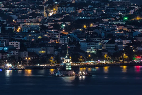 Torre Das Donzelas Istambul Famoso Marco Turquia Vista Noturna — Fotografia de Stock