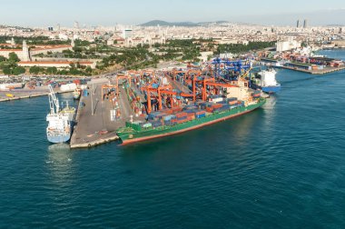 cargo ship in water of Bosphorus bay