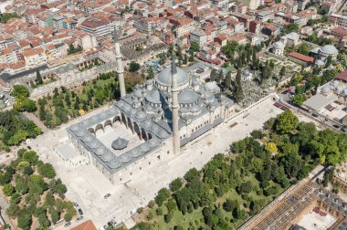 Aerial drone view of Suleymaniye Mosque at Istanbul, Turkey