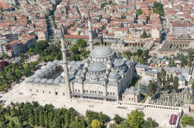 Aerial drone view of Suleymaniye Mosque at Istanbul, Turkey