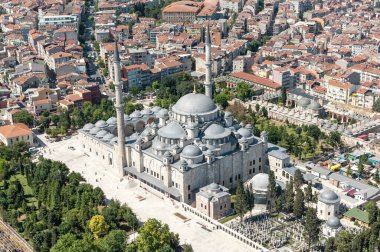 Aerial drone view of Suleymaniye Mosque at Istanbul, Turkey