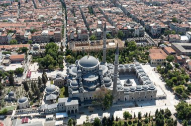 Aerial drone view of Suleymaniye Mosque at Istanbul, Turkey