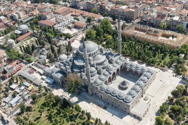 Aerial drone view of Suleymaniye Mosque at Istanbul, Turkey
