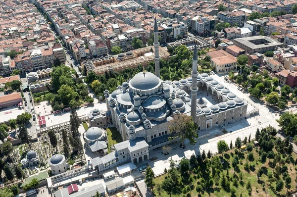 Vista Aérea Drones Mesquita Suleymaniye Istambul Turquia — Fotografia de Stock