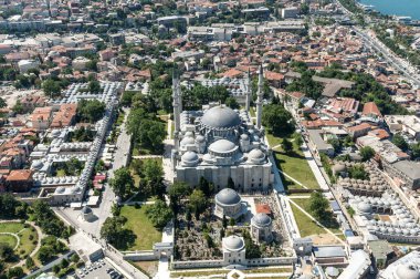 Aerial drone view of Suleymaniye Mosque at Istanbul, Turkey