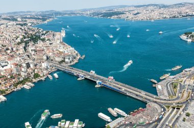 aerial view of the Galata bridge, Istanbul, Turkey 