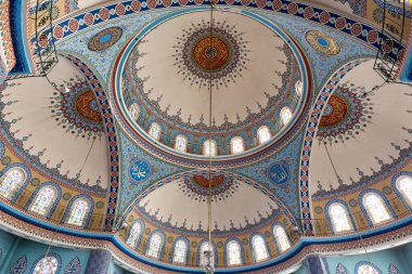 Istanbul, Turkey -August 1, 2017; Mosque on the Bosphorus shore at Istanbul. Interior of Mosque
