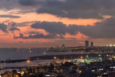 beautiful landscape of Bosphorus bay with sunset over Istanbul, Turkey