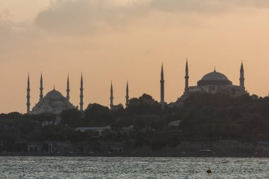 istanbul, turkey. view of the sultanahmet's water. blue mosque and hagia sophia.