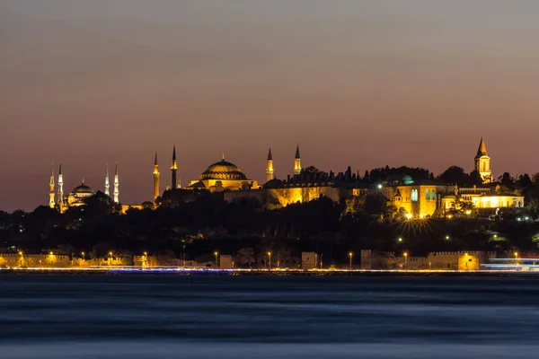 Vue Nocturne Ville Istanbul Dinde — Photo
