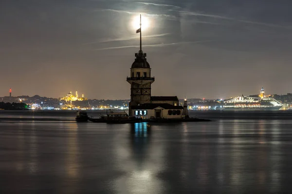 Maiden Tower Shot Blue Hour Medieval Byzantine Period Tower Lying — стоковое фото
