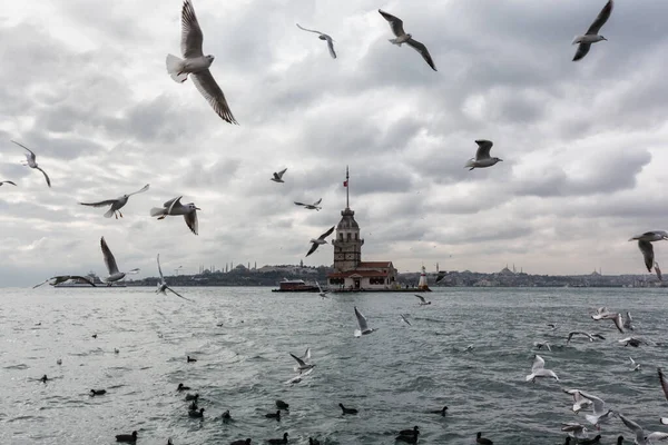 Maiden Tower Shot Blue Hour Medieval Byzantine Period Tower Lying — Stock Photo, Image