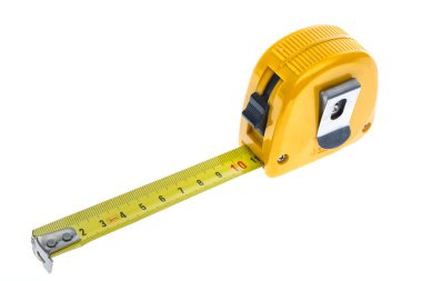close up of a measuring tape isolated over a white background