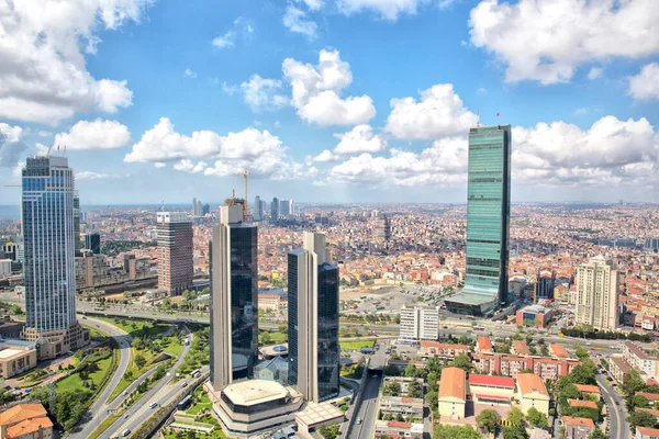 Istanbul, Turkey -09 Haziran 2013; The Besiktas district of Istanbul is the fourth district of Levent. The center of skyscrapers and finance in Istanbul. Shooting from the helicopter Istanbul skyline