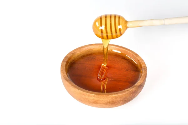 Wooden Dipper Honey Isolated White Background — Fotografia de Stock