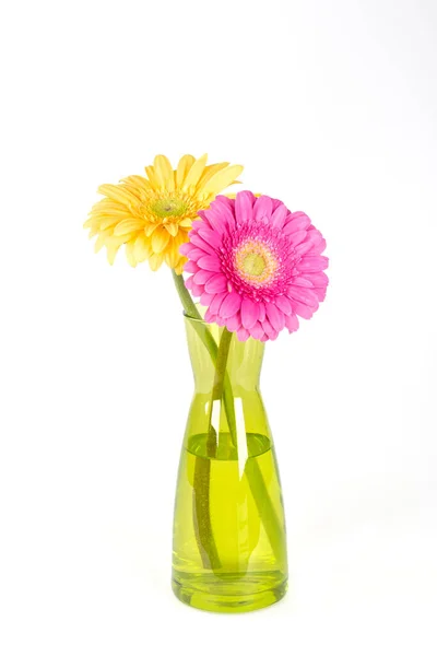 Mooi Boeket Van Bloemen Vaas Geïsoleerd Wit — Stockfoto