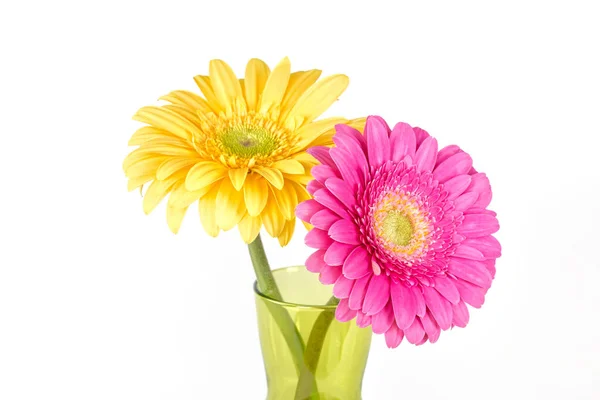 Beau Bouquet Fleurs Vase Isolé Sur Blanc — Photo