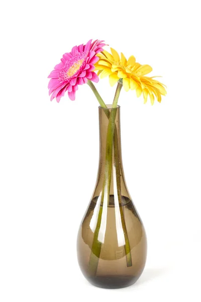 Beau Bouquet Fleurs Vase Isolé Sur Blanc — Photo
