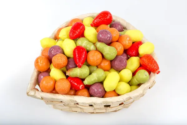 Colorful Jelly Beans Bowl White Background —  Fotos de Stock