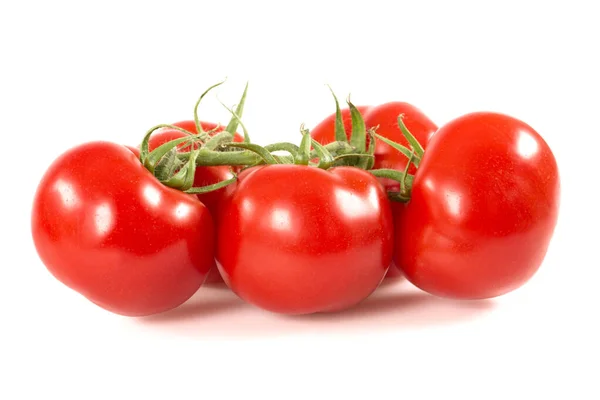 トマトの束 新鮮なトマトのトップビュー 全体と半分カット 白い背景に隔離されました — ストック写真