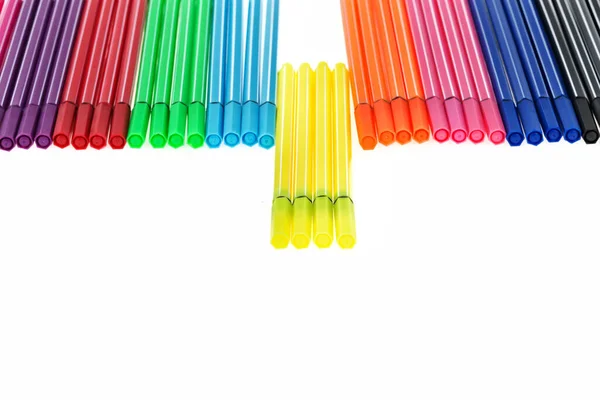 Multicolored Felt Tip Pens Isolated White Background — Stock Photo, Image
