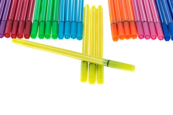 Multicolored Felt Tip Pens Isolated White Background — Stock Photo, Image