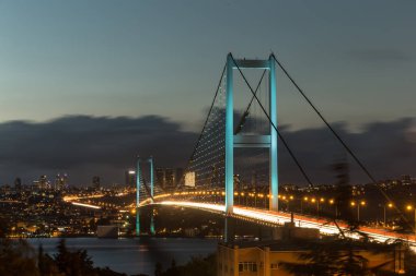 Bosphorus Panorama. Bosphorus bridge, Fatih Sultan Mehmet Bridge in Istanbul Turkey 
