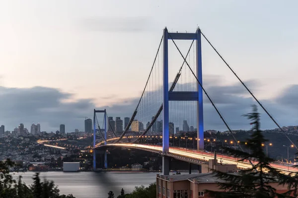 Bosphorus Panorama Bosphorus Bridge Fatih Sultan Mehmet Bridge Istanbul Turkey — Stok fotoğraf