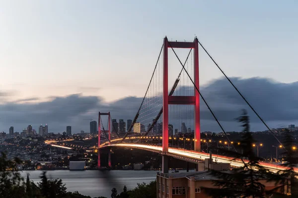 Bosphorus Panorama Bosphorus Bridge Fatih Sultan Mehmet Bridge Istanbul Turkey — Photo