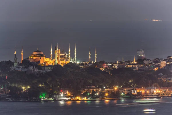 Nachtzicht Van Stad Istanbul Kalkoen — Stockfoto