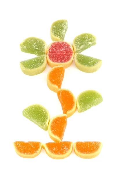 Fruit Flavored Jelly Candies Slices White Background — Photo