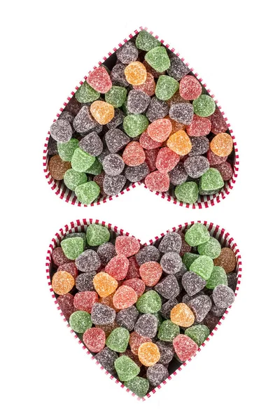Set Heart Shaped Boxes Colorful Candies — Φωτογραφία Αρχείου