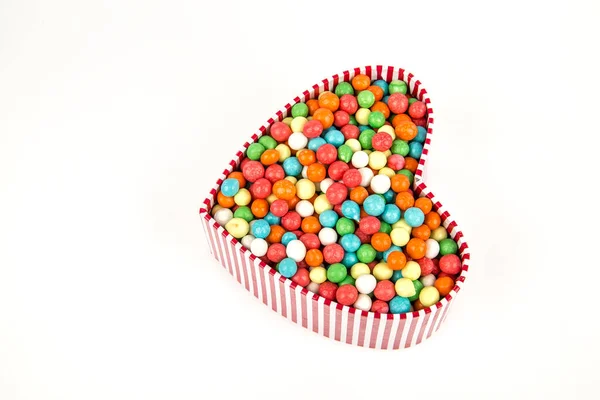 View Heart Shaped Box Colorful Candies — Photo