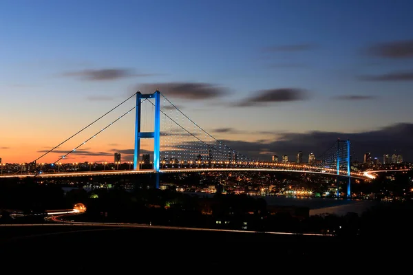 Мост Стамбул Босфор Закате — стоковое фото