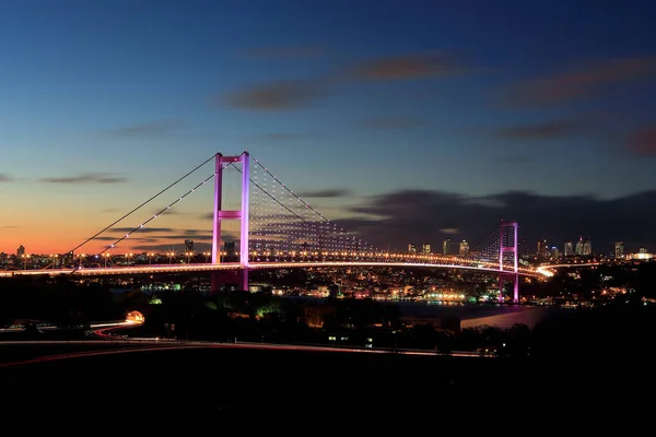 Istanbul Bosphorus Bridge Éjjel Isztambul Törökország — Stock Fotó