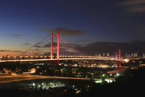 Puente Del Bósforo Estambul Por Noche Estambul Turquía — Foto de Stock