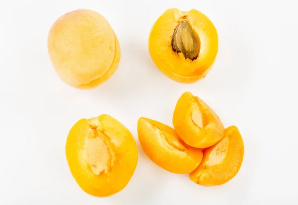 Fresh Apricots White Background — Stock Photo, Image