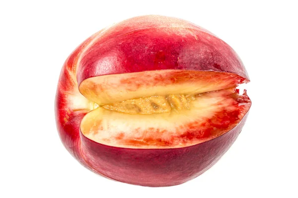 Fresh Ripe Nectarine Isolated White Background — Stock Photo, Image