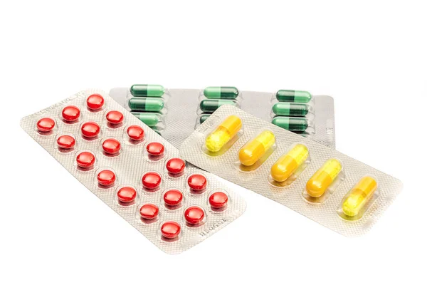 Pillen Capsules Geïsoleerd Witte Achtergrond — Stockfoto