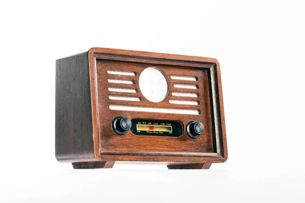 Vieille Radio Vintage Isolée Sur Fond Blanc — Photo