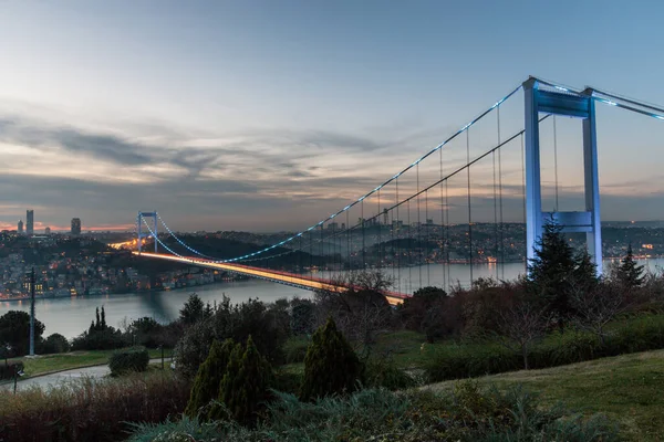 Sunset View Bosphorus Bridge Istanbul Turkey — Photo