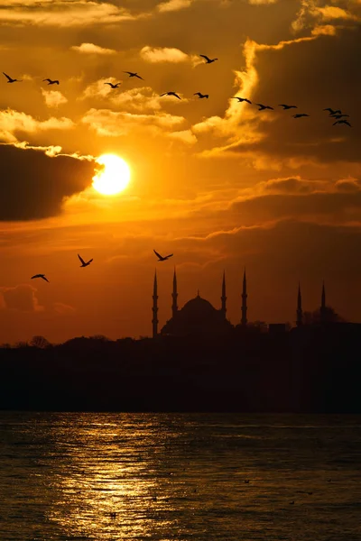 Coucher Soleil Sur Ville Istanbul Dinde — Photo